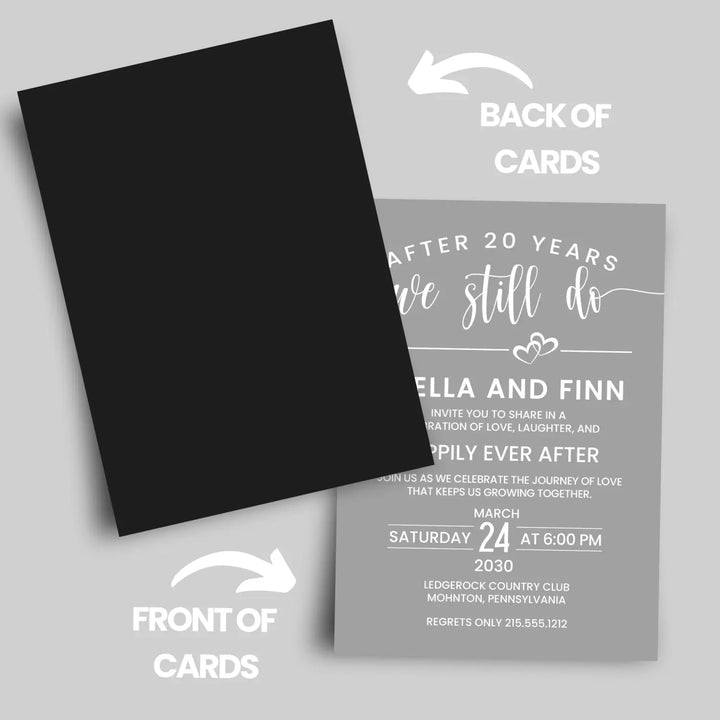 We still do anniversary invitations - elegant black white grey minimalist design - customizable text - premium