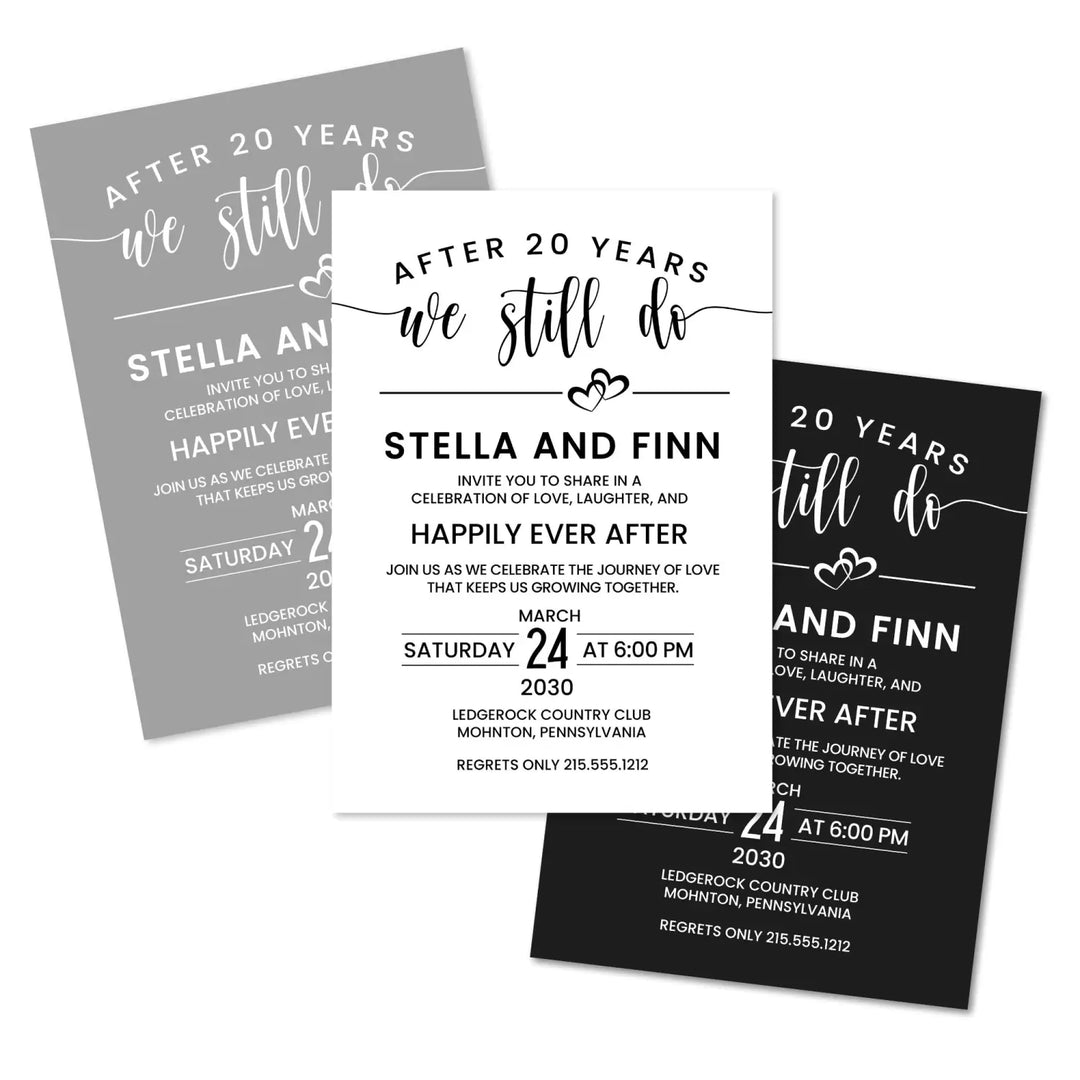 We still do anniversary invitations - elegant black white grey minimalist design - customizable text - premium