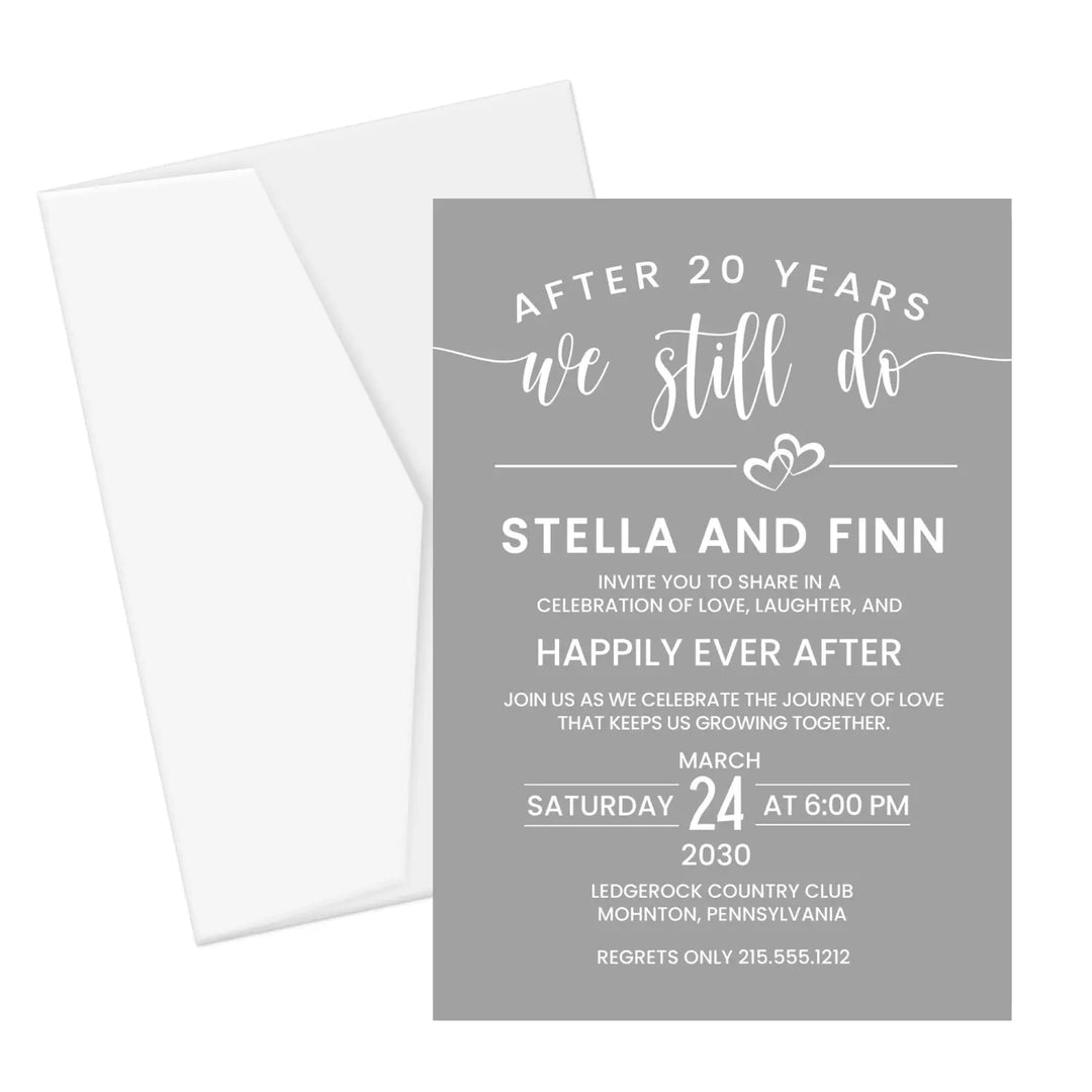 We still do anniversary invitations - elegant black white grey minimalist design - customizable text - premium
