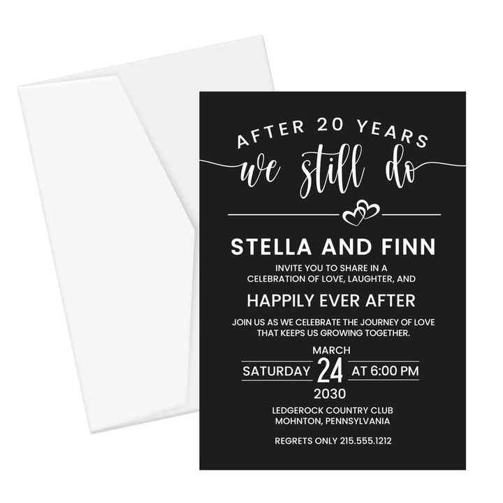We still do anniversary invitations - elegant black white grey minimalist design - customizable text - premium