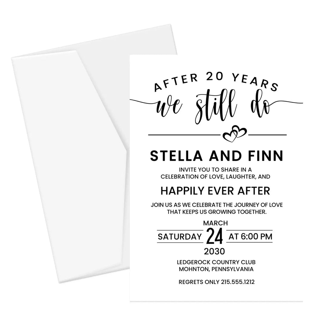 We still do anniversary invitations - elegant black white grey minimalist design - customizable text - premium