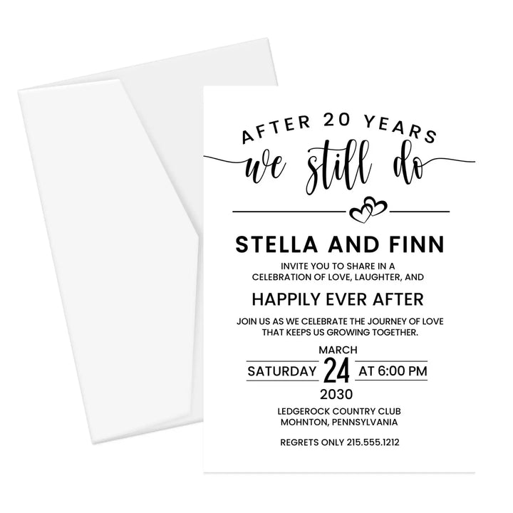 We still do anniversary invitations - elegant black white grey minimalist design - customizable text - premium