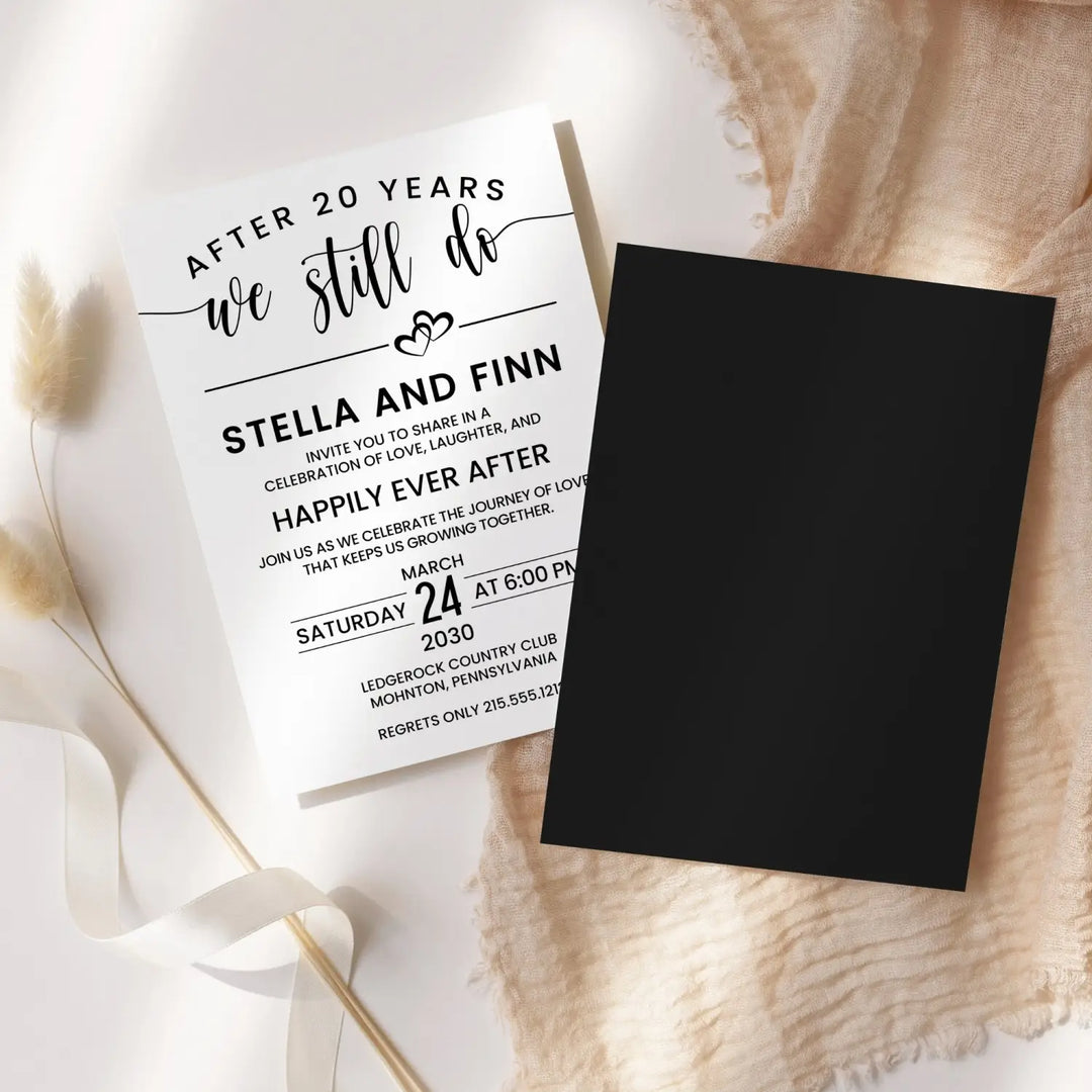 We still do anniversary invitations - elegant black white grey minimalist design - customizable text - premium