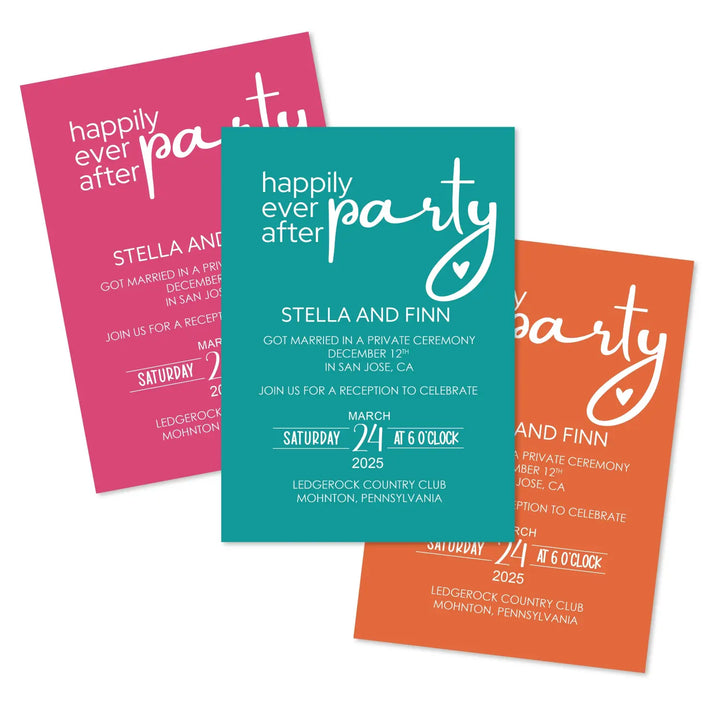 Modern Minimalist Typographic Wedding Reception Invitations (5x7”, 120lb Double-Sided Cardstock) - Choose Your Quantity, Customizable