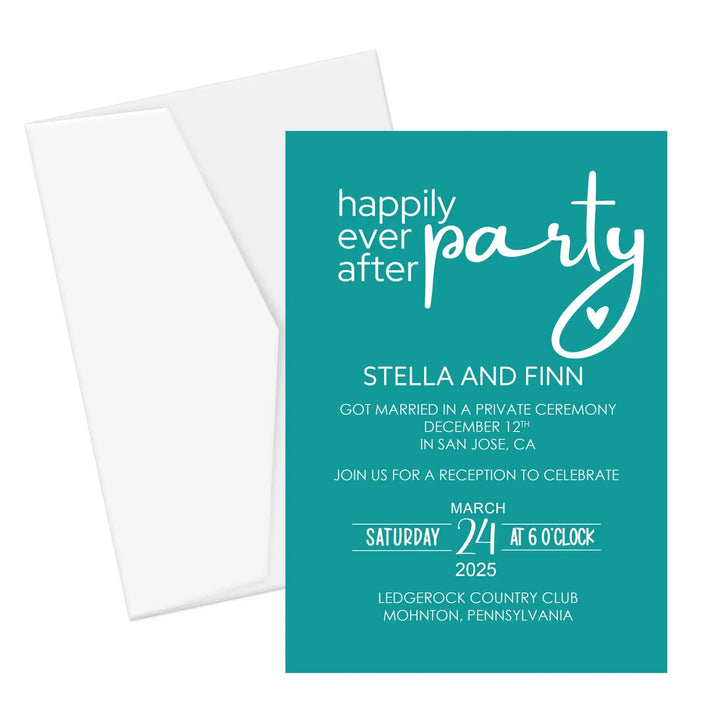 Modern Minimalist Typographic Wedding Reception Invitations (5x7”, 120lb Double-Sided Cardstock) - Choose Your Quantity, Customizable