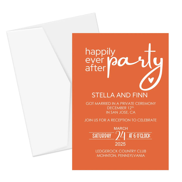 Modern Minimalist Typographic Wedding Reception Invitations (5x7”, 120lb Double-Sided Cardstock) - Choose Your Quantity, Customizable
