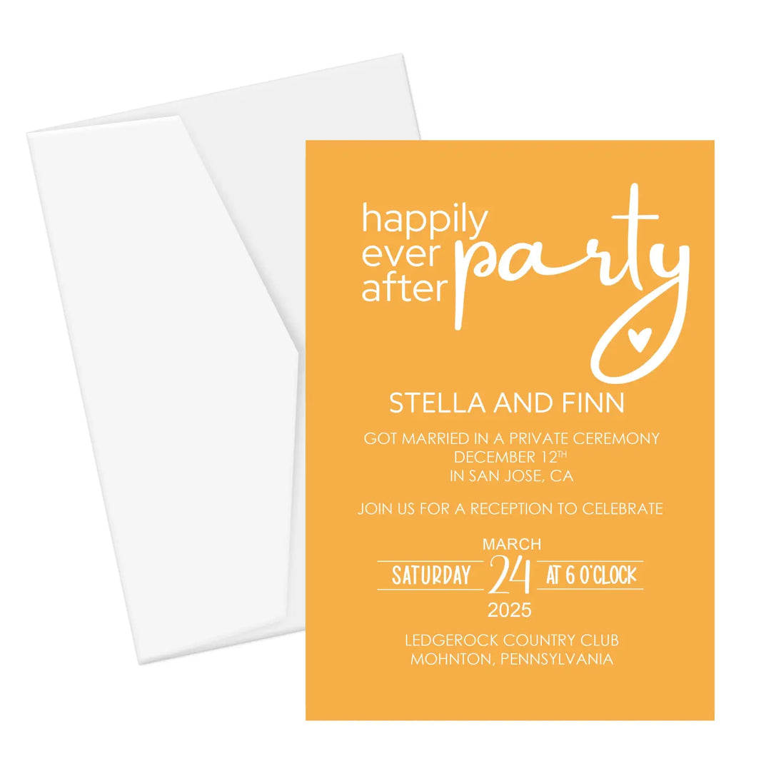 Modern Minimalist Typographic Wedding Reception Invitations (5x7”, 120lb Double-Sided Cardstock) - Choose Your Quantity, Customizable