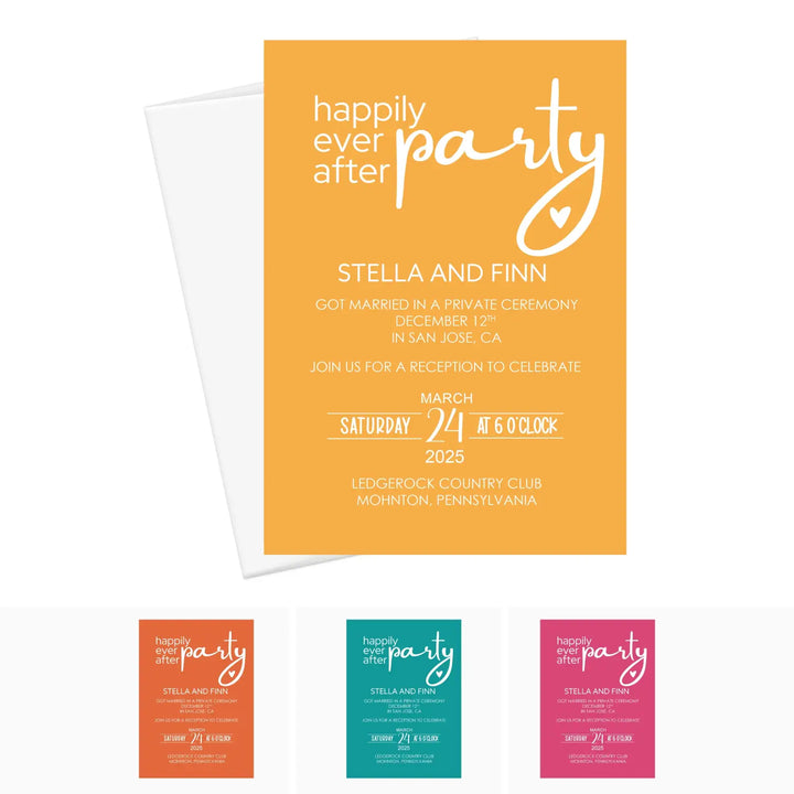 Modern Minimalist Typographic Wedding Reception Invitations (5x7”, 120lb Double-Sided Cardstock) - Choose Your Quantity, Customizable