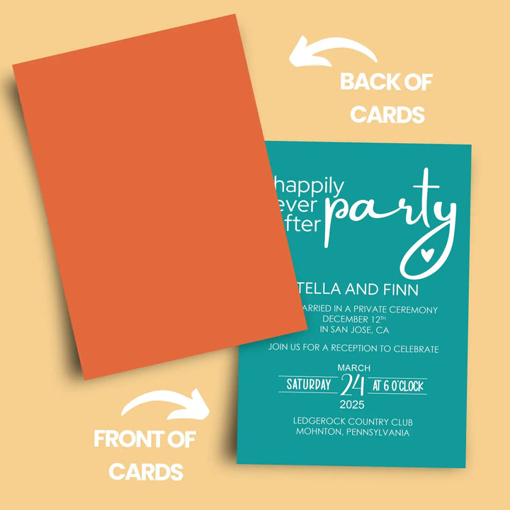 Modern Minimalist Typographic Wedding Reception Invitations (5x7”, 120lb Double-Sided Cardstock) - Choose Your Quantity, Customizable