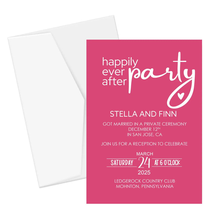 Modern Minimalist Typographic Wedding Reception Invitations (5x7”, 120lb Double-Sided Cardstock) - Choose Your Quantity, Customizable