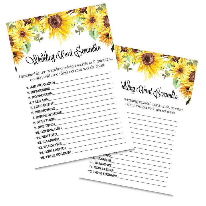 Sunflower bridal shower game instant download 8 games rustic country printable fun for fall wedding celebrations - party