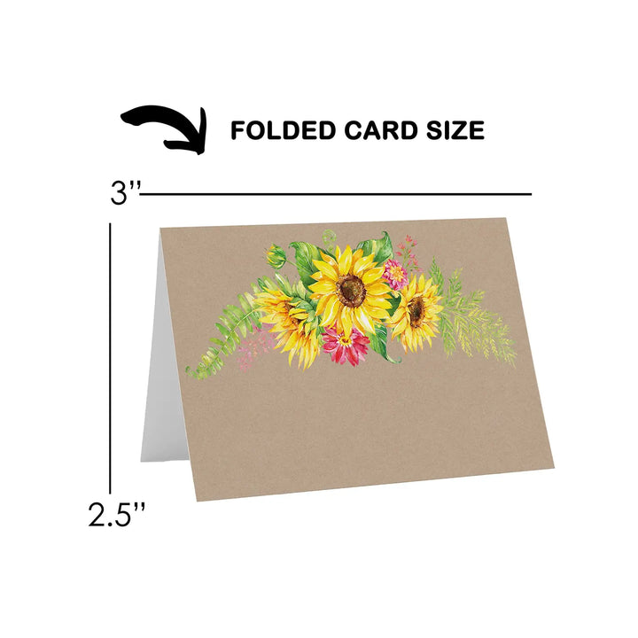 Sunflower Buffet Place Cards (25-Pack) - Paper Clever Party