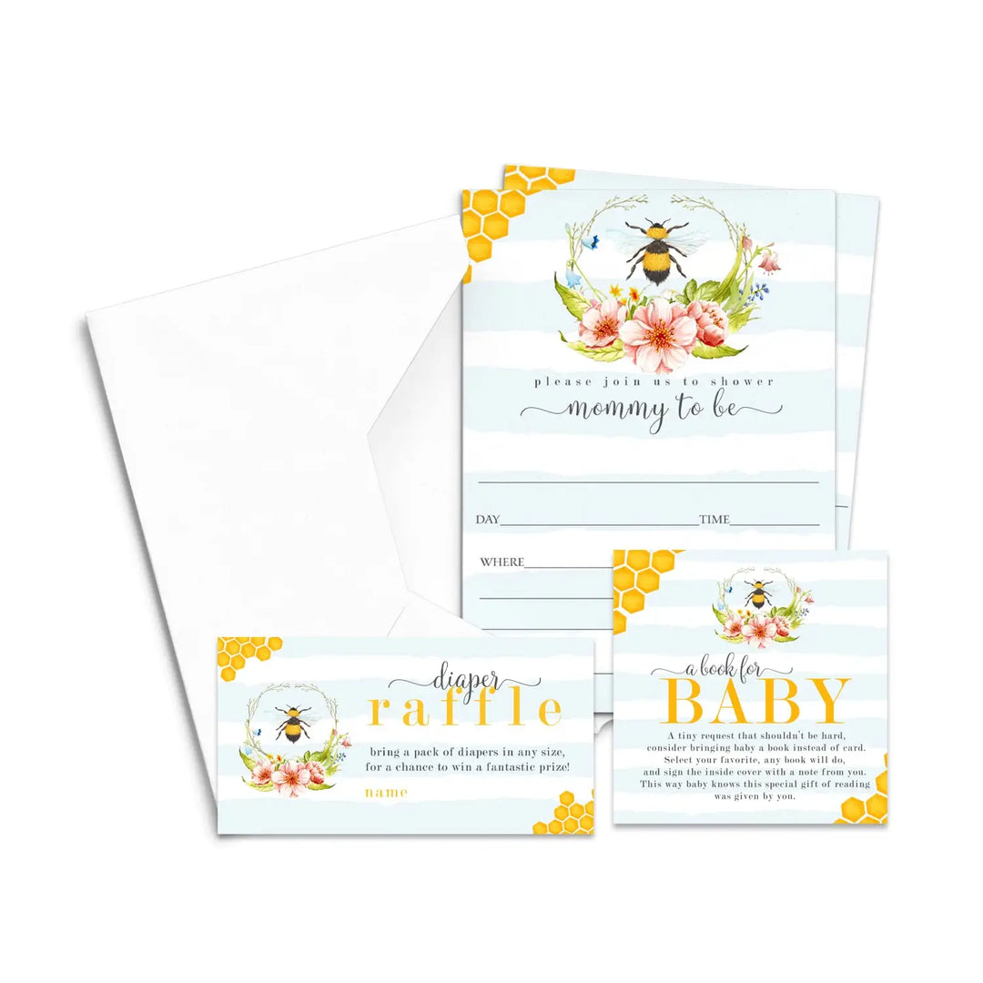 Sweet Bumblebee Baby Shower Invitation Kit (25 Count) - Paper Clever Party