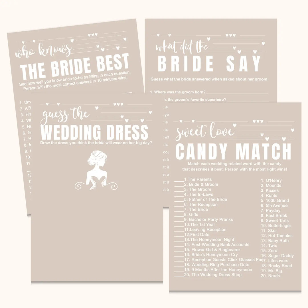 Taupe bridal shower game instant download modern diy digital printable fun for wedding celebrations pdf - party games