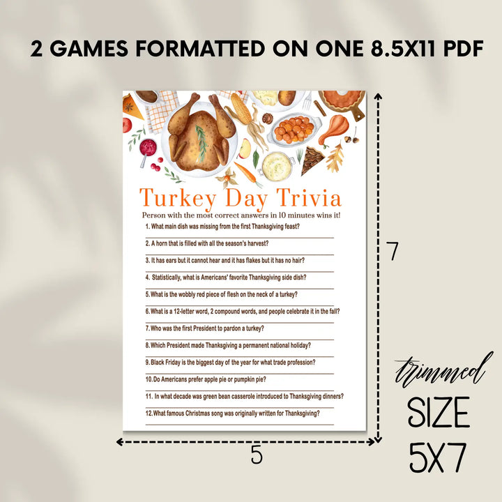 Thankful thanksgiving game set printable word scramble trivia grandpa jokes instant download holiday activity pack