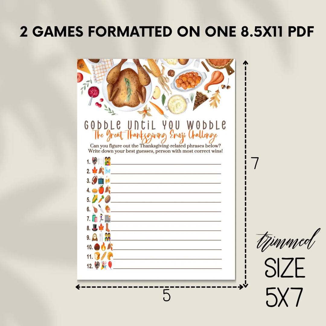 Thanksgiving game printable picture guess - turkey dinner digital download with answer key instant pdf - party games