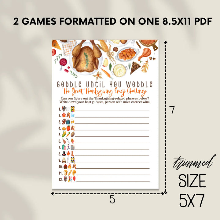 Thanksgiving game printable picture guess - turkey dinner digital download with answer key instant pdf - party games