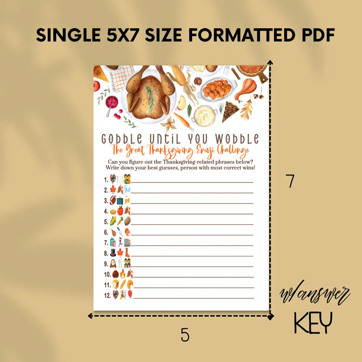 Thanksgiving game printable picture guess - turkey dinner digital download with answer key instant pdf - party games