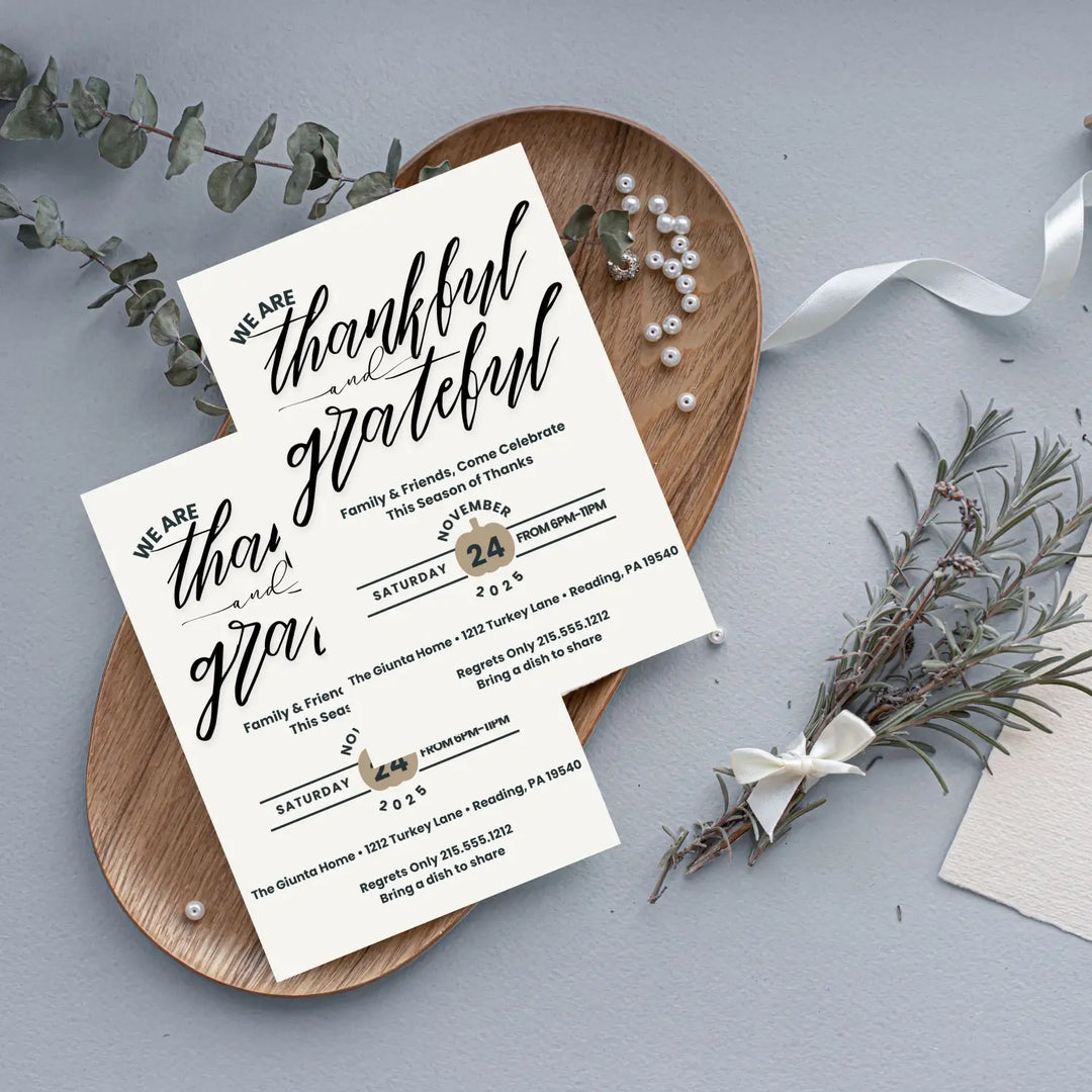Thanksgiving invitations printed or printable personalized friendsgiving invites fall celebrations family gatherings