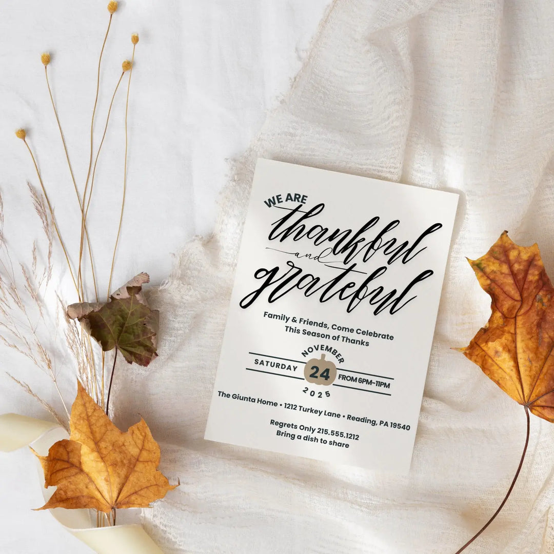 Thanksgiving invitations printed or printable personalized friendsgiving invites fall celebrations family gatherings