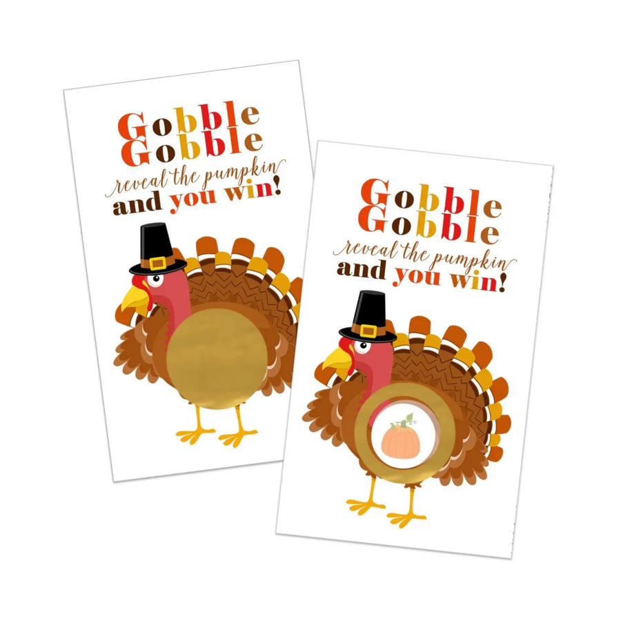 Thanksgiving Party Games - Turkey Scratch Off Cards, 30 Pack, Family Dinner Activities - Paper Clever Party