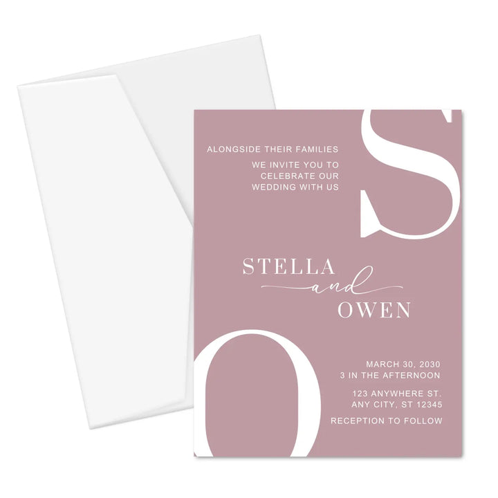 Huntress wedding invitations with envelopes - personalized and custom design minimalist announcements chic contemporary