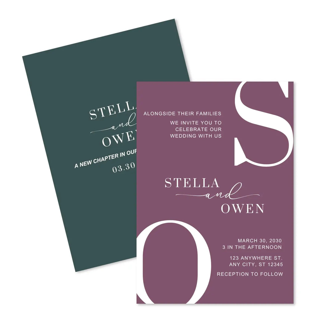 Huntress wedding invitations with envelopes - personalized and custom design minimalist announcements chic contemporary