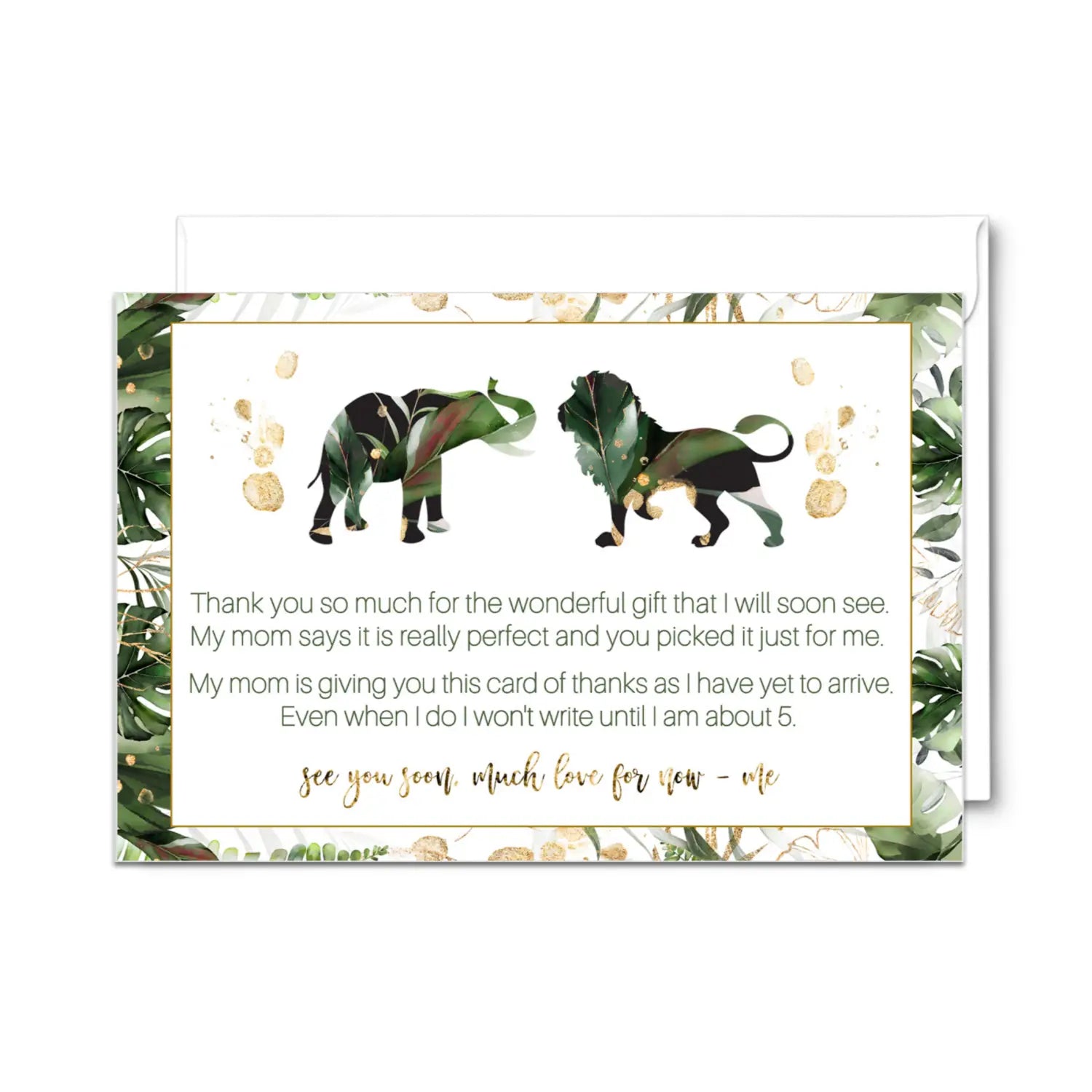 Tropical baby shower thank you cards – jungle greenery notecards (pack of 25) - office product