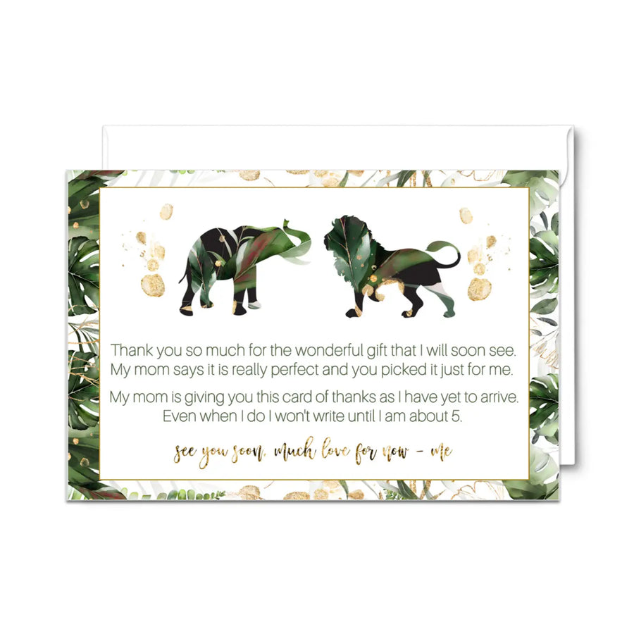 Tropical Baby Shower Thank You Cards – Jungle Greenery Notecards (Pack of 25) - Paper Clever Party