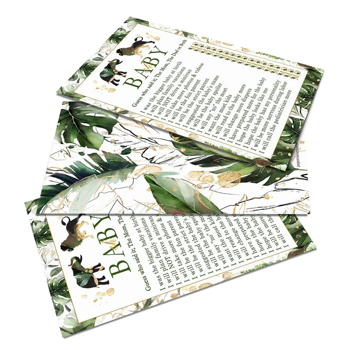 Tropical Jungle Baby Shower Game 25 Guest Pack - Paper Clever Party