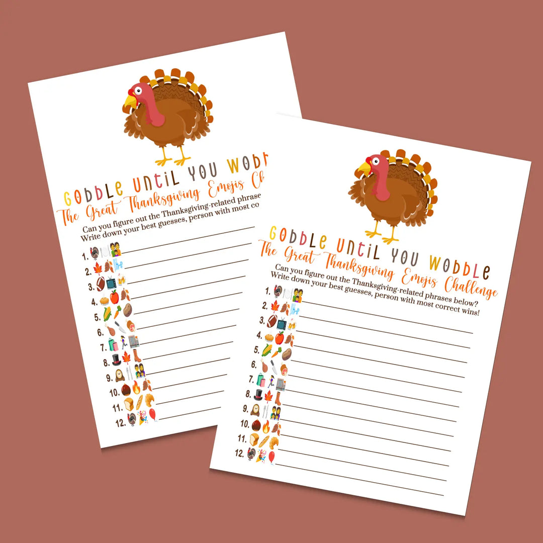Turkey thanksgiving game printable picture guess digital download with answer key 5x7 cards instant pdf - party games
