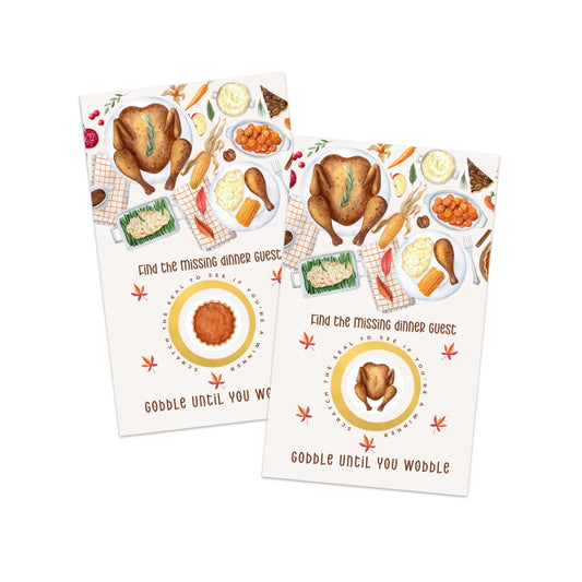 Thanksgiving Feast Scratch Off Game Cards - 30-Pack for Turkey Day Celebrations, Friendsgiving Fun, and Autumn Gatherings - Paper Clever Party