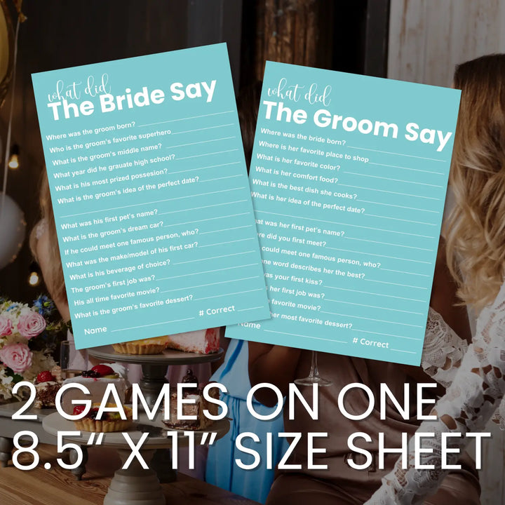 Turquoise dream bridal shower game bundle - instant download of 4 fun wedding games - party