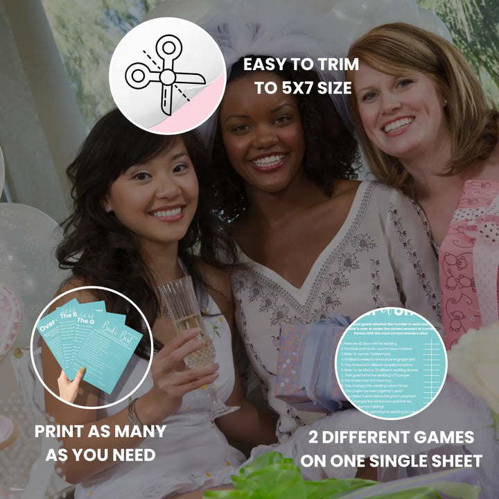 Turquoise dream bridal shower game bundle - instant download of 4 fun wedding games - party