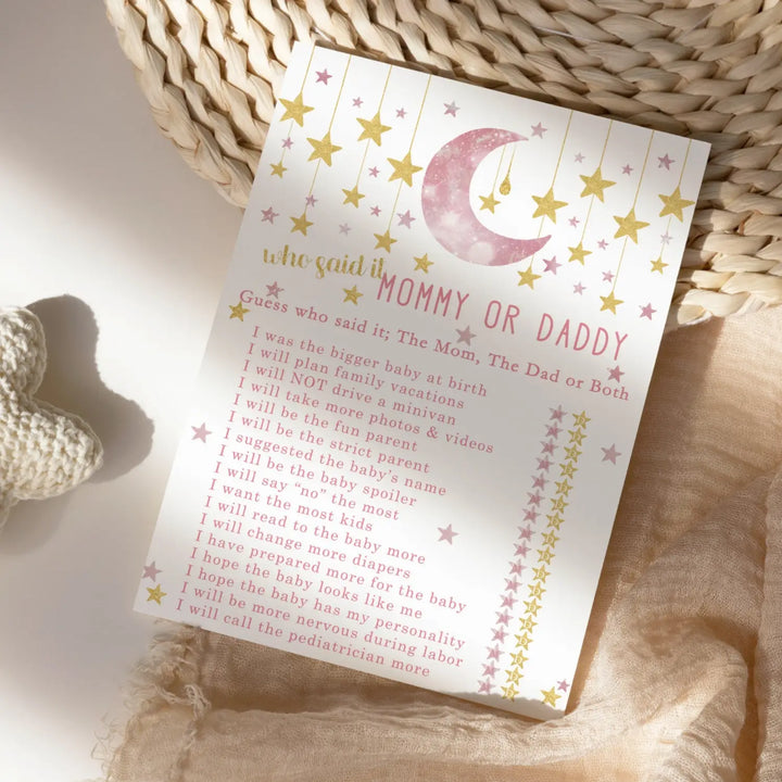 Twinkle Little Star Baby Shower Game 25 Guest Pack - Girls - Paper Clever Party