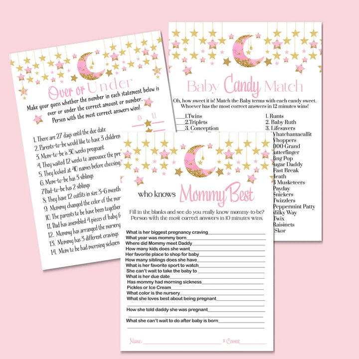 Twinkle little star baby shower games bundle – instant download printable activities couples fun digital game diy party
