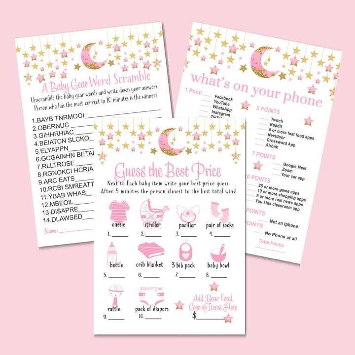 Twinkle little star baby shower games bundle – instant download printable activities couples fun digital game diy party