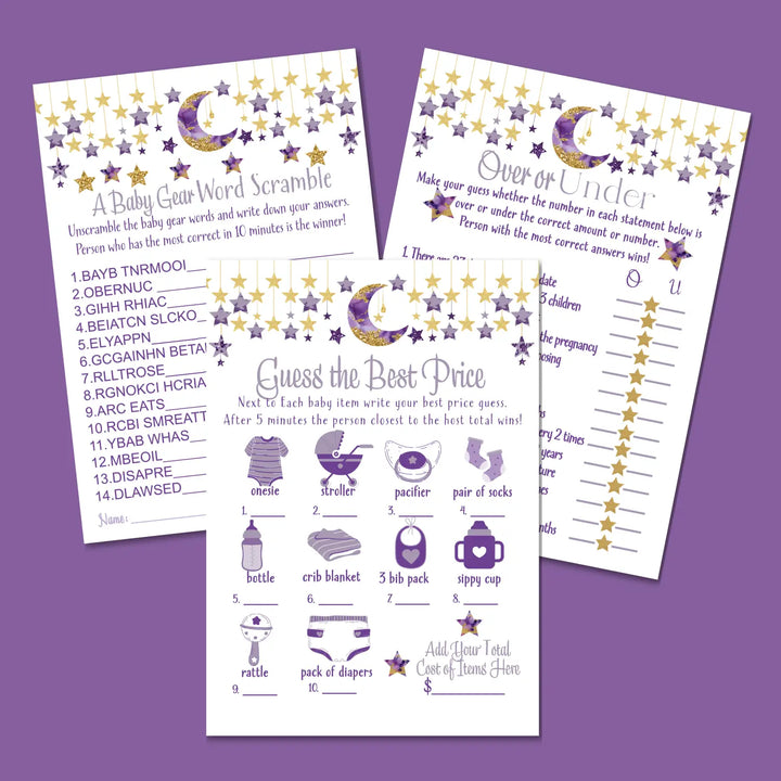 Twinkle little star baby shower games bundle – instant download printable activities couples fun digital game diy party