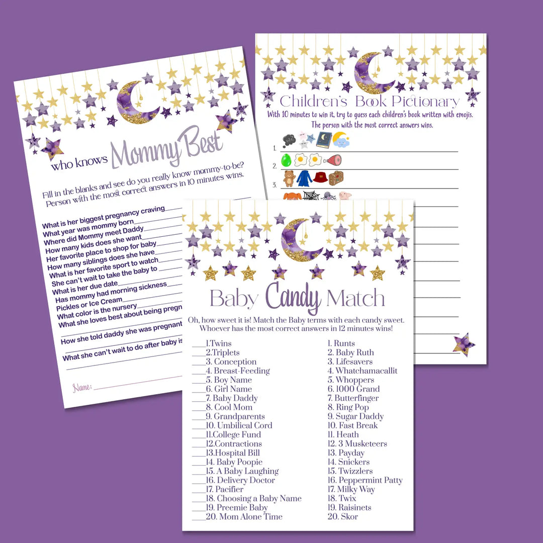Twinkle little star baby shower games bundle – instant download printable activities couples fun digital game diy party