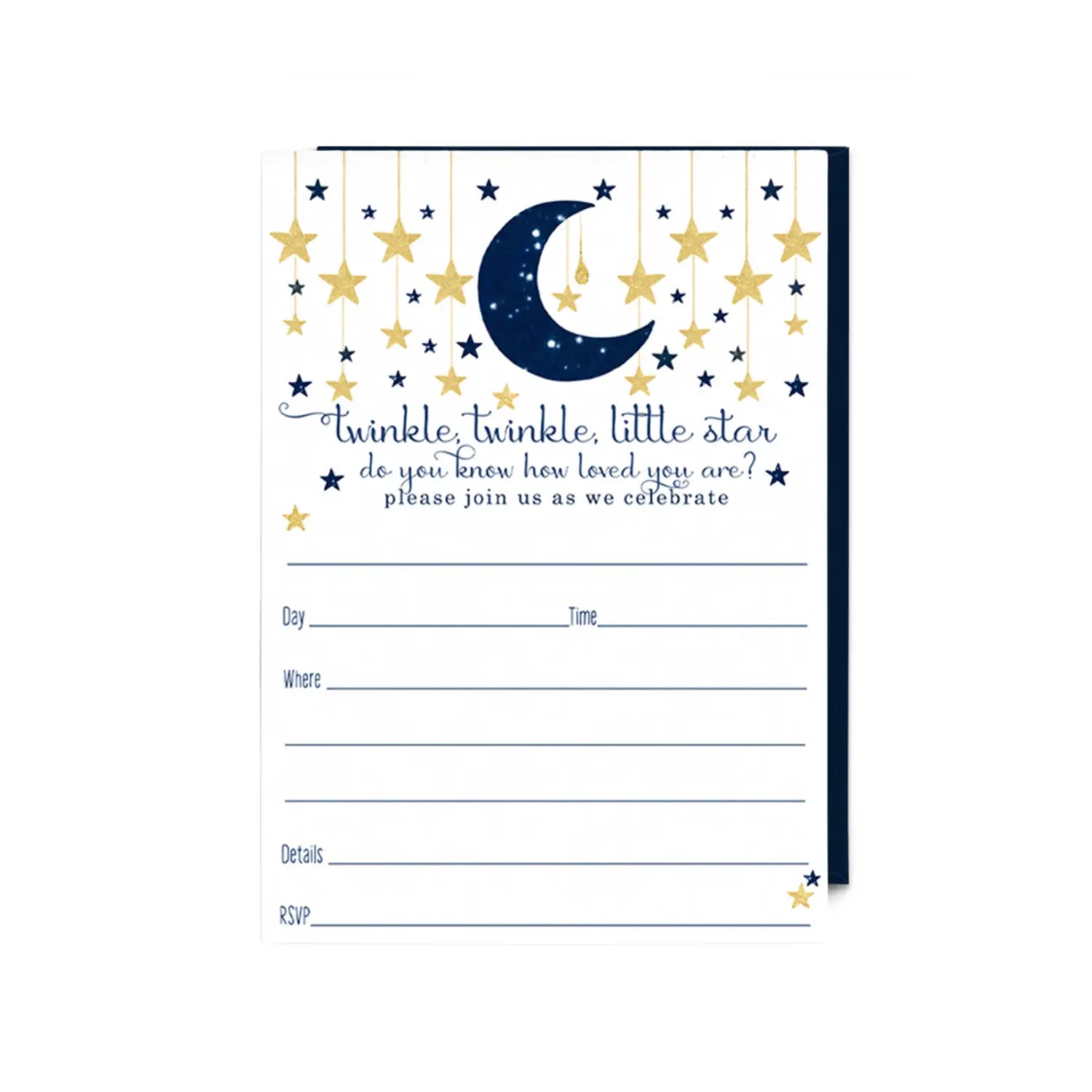 Twinkle little star baby shower invitations with envelopes (15 pack)