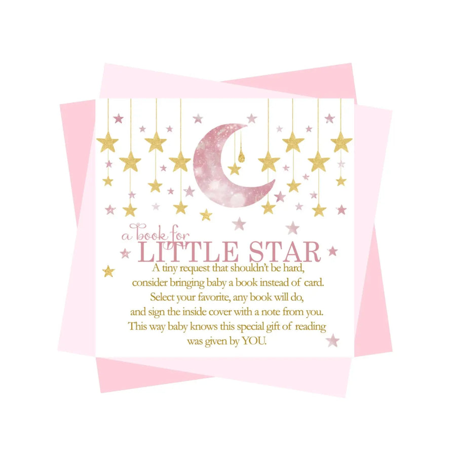 Twinkle Little Star Books for Baby Shower Request Cards (Girls) - Paper Clever Party