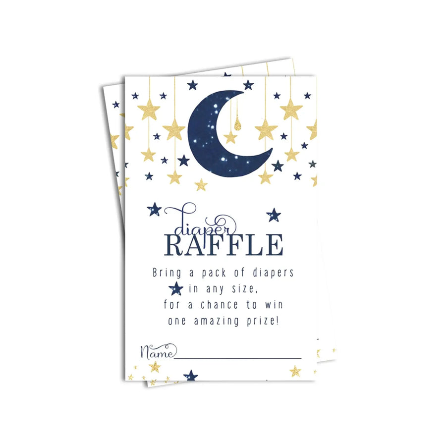 Twinkle Little Star Diaper Raffle Tickets for Boys - Baby Shower Game Inserts, 50 Pack - Paper Clever Party