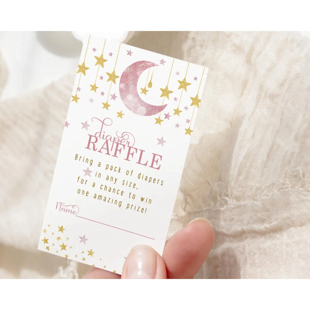 Twinkle Little Star Diaper Raffle Tickets for Girls - Baby Shower Game Inserts by Paper Clever Party, 50 Pack - Paper Clever Party