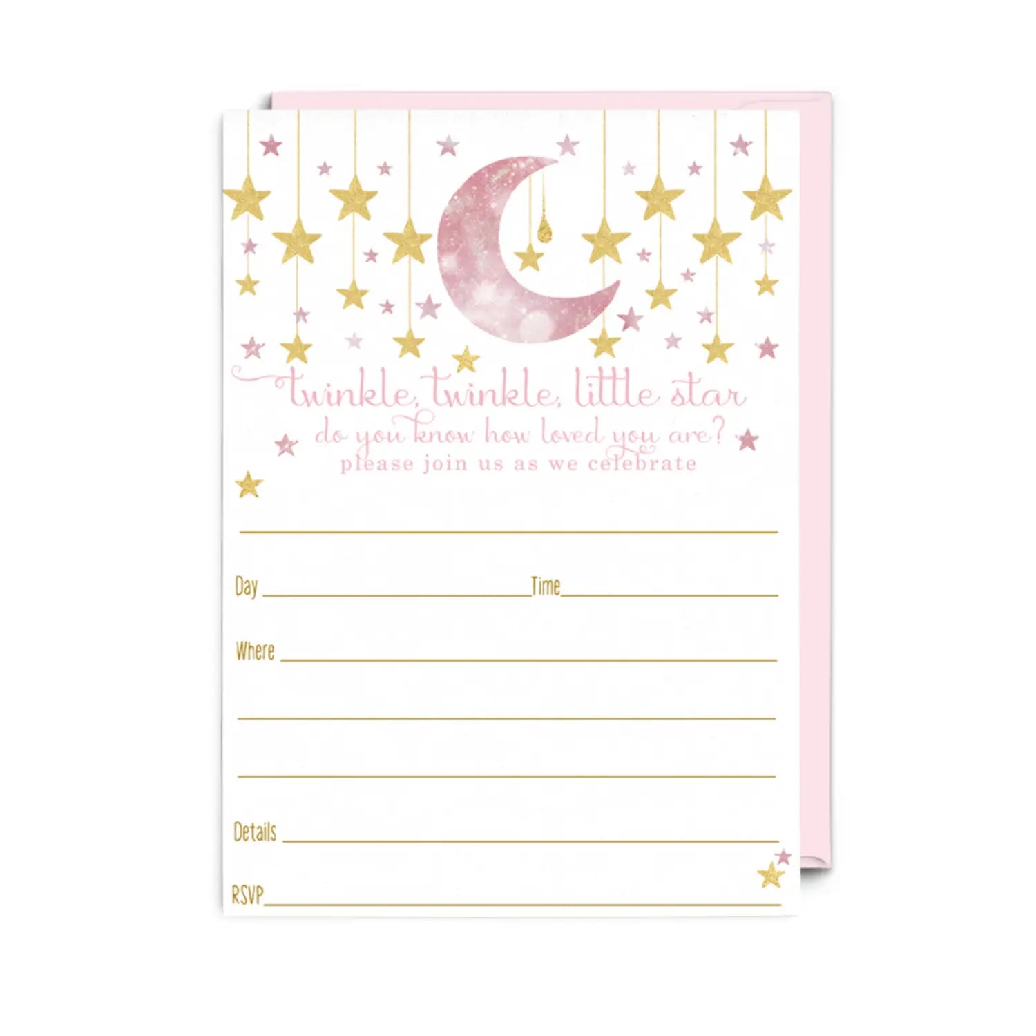 Twinkle little star invitations with envelopes (15 pack)