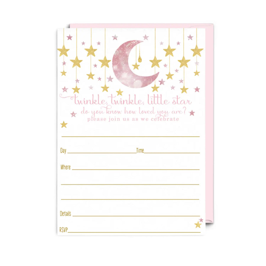 Twinkle Little Star Invitations with Envelopes (15 Pack) - Paper Clever Party