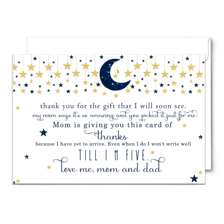 Twinkle Little Star Thank You Cards for Boys – Notecards with Envelopes (Pack of 25) - Paper Clever Party