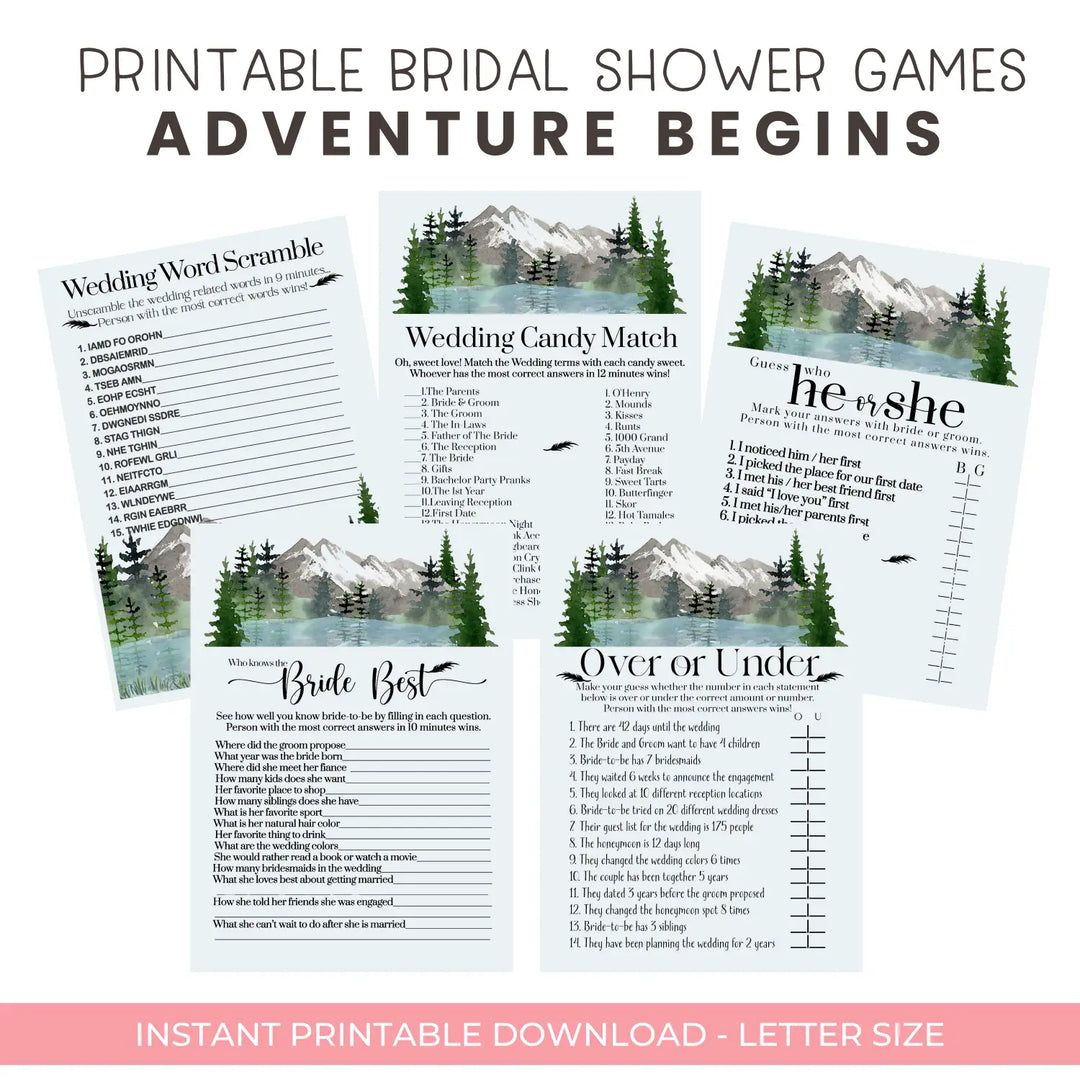 Ultimate bridal shower & wedding game bundle: he or she said word scramble over under how sweet love is who knows