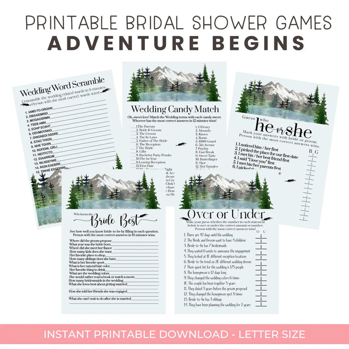 Ultimate bridal shower & wedding game bundle: he or she said word scramble over under how sweet love is who knows