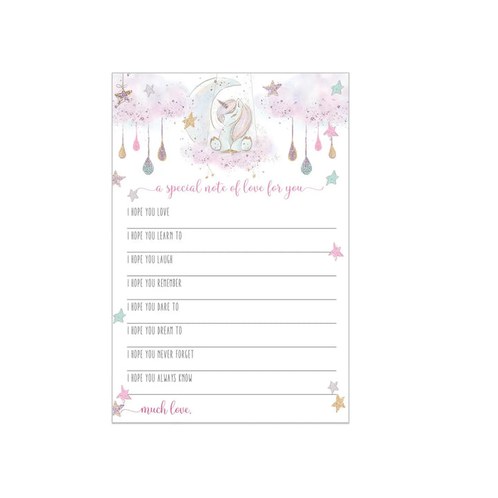 Unicorn Baby Shower Advice Cards - 25-Pack Neutral Wishes, 5x7 Birthday Memory Guest Book Alternative - Paper Clever Party