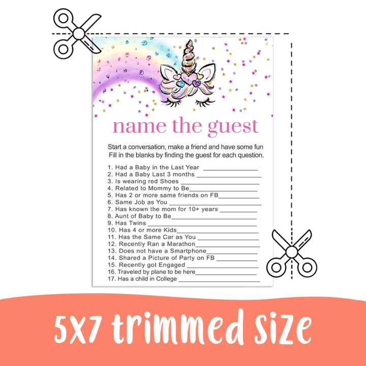 Unicorn Baby Shower Find the Guest Game Printable Instant PDF Download - Paper Clever Party
